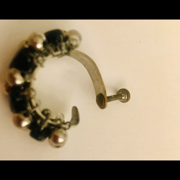 Screw Back Earrings Silver Color & Black Beads Handmade by Artist Original Owner - Picture 8 of 16
